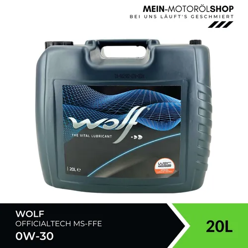 Wolf OfficialTech 0W-30 MS-FFE Motoröl, 20 Liter