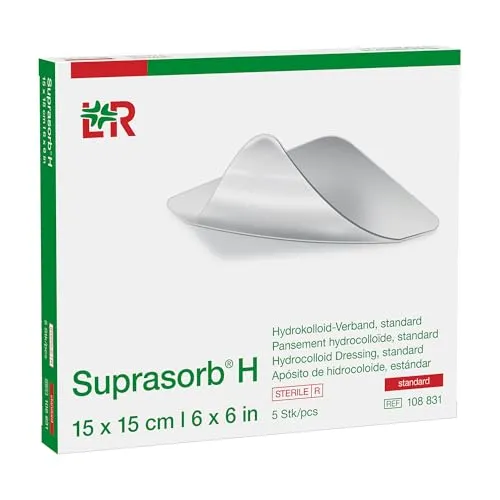 SUPRASORB H Hydrokoll.Verb.standard 15x15 cm - Erste-Hilfe-Heftpflaster & Verbandsmaterial mit ausgezeichneter Absorptionsfähigkeit, atmungsaktiv und minimiert das Risiko für Schädigungen der gesunden Wundumgebung.