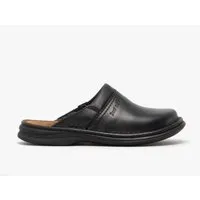 Josef Seibel Max Herren Clogs - Echtleder Hausschuhe, Schwarz, Größe 43 EU - Hochwertige Echtleder Clogs mit flexibler Laufsohle für besten Komfort. Ideal für Zuhause oder den Garten, gefertigt in Handstich-Machart für Langlebigkeit.