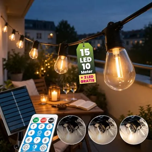 Lumiled Solar Lichterkette 10m mit 15 LED und Fernbedienung in schwarz von Lumiled