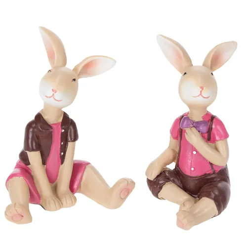 Osterhasen Figuren Tischdeko für Frühling und Osterfest, 4 Stück - Fröhliche Tischdeko für Ostern: 4 glänzende Osterhasen aus Kunstharz im Landhausstil. Perfekt für eine festliche Atmosphäre und frühlingshafte Akzente auf deinem Tisch.