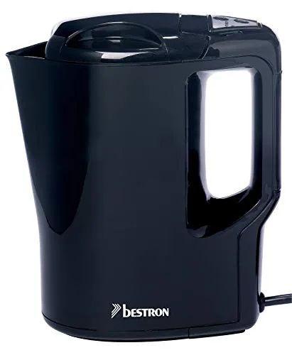 Bestron Wasserkocher 0,9 L 500 W Schwarz AWK810 - Kompakter Wasserkocher für 0,9 L, ideal für Tee und Instantkaffee. Mit Trockenkochschutz und Kochstopp-Automatik für sichere Nutzung.