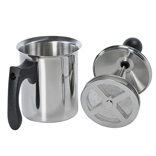 ILSA Breakfast! Milchaufschäumer, Doppelfilter aus Edelstahl 18/10 - Batteriebetriebener Milchaufschäumer mit ergonomischem, wärmebeständigem Griff für perfekten Cappuccino-Schaum.