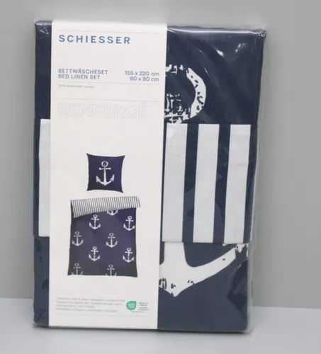 Schiesser Bettwäsche Set 155x220cm - Hochwertiges Bettwäsche-Set aus 100% Baumwolle, ideal für erholsamen Schlaf im Schlafzimmer.
