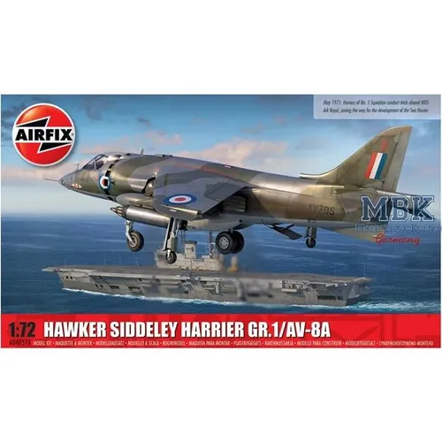Airfix A04057A Hawker Siddeley Harrier GR.1/AV-8A 1:72 Bausatz - Detailgetreuer Modellbausatz - Flugzeuge, detailgetreuer Bausatz im Maßstab 1:72 für Modellbau-Enthusiasten und Sammler.