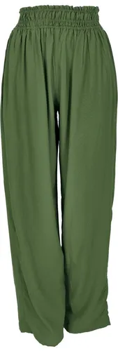 Guru-Shop Relaxhose Luftige Boho Hose - Weite Sommerhose in Grün, Ethno Style - Bequeme und stylische Sommerhose aus 100 % Viskose. Ideal für entspannte Tage und lässige Looks. Größe L, perfekt für den alternativen Kleidungsstil.