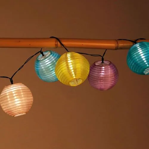Solar Lampion Lichterkette 10 LED Warmweiß Garten Partybeleuchtung Outdoor