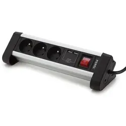 Perel Steckdosenleiste mit Schalter – 3 Steckdosen & 2 USB-Ladebuchsen