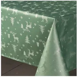Beautex Tischdecke Lurex Tischdecke Weihnachten, Silber Gold glänzend, Weihnachtstisch (1-tlg) grün|silberfarben 130 cm x 160 cm