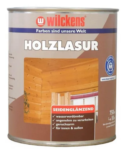 Wilckens Holzlasur LF Eiche 750 ml - Holzlasur für Innen- und Außenbereich, bietet UV- und wetterbeständigen Langzeitschutz, betont die natürliche Holzmaserung und ist schadstoffarm mit Blauer Engel Auszeichnung.