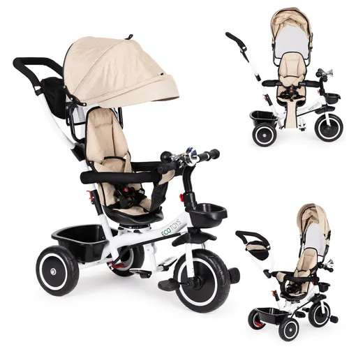 Dreirad Kinderwagen ECOTOYS 360° drehbar beige