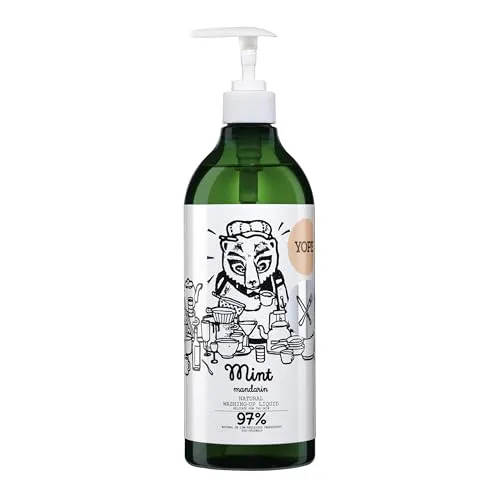 YOPE Minze & Mandarine Natürliches Spülmittel, Handspülmittel, 750ml | Natürliches Spülmittel mit erfrischendem Minz- und Mandarinenduft löst Fett effektiv und schont die Hände.