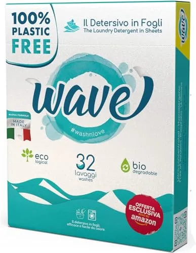 Wave Washing Classic – Das Waschmittel in Tuchform – 100% PLASTIKFREI – 32 Wäschen - Ökologisch - Biologisch Abbaubar - Kompostierbar
