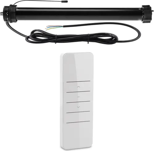 Funk Mechanischer Rollladenmotor PR5 10/15-60 - Rollladenmotor mit 10Nm Zugkraft, ideal für einfache Nachrüstung oder Neuinstallation. Inklusive 1-Kanal-Handsender für kabellose Steuerung und mechanische Endabschaltung für zuverlässigen Betrieb.