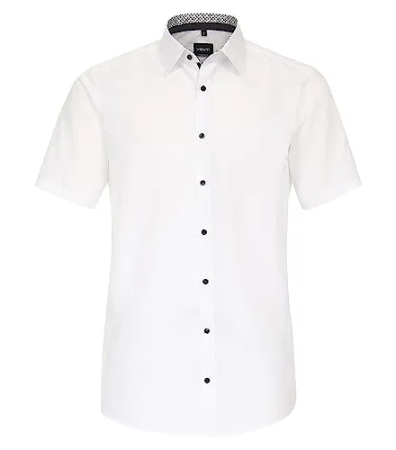Venti Businesshemd Kurzarm Uni Modern Fit - Herrenhemden, bügelfrei aus reiner Baumwolle mit moderner, schlanker Passform und klassischem Kent-Kragen für einen eleganten Look.