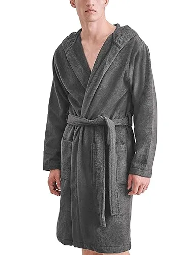Seidensticker Herren Frottee Bademantel, Anthrazit, M - Bademäntel für Herren, aus 100% Baumwolle, mit Kapuze und praktischen Taschen für höchsten Komfort und Stil.