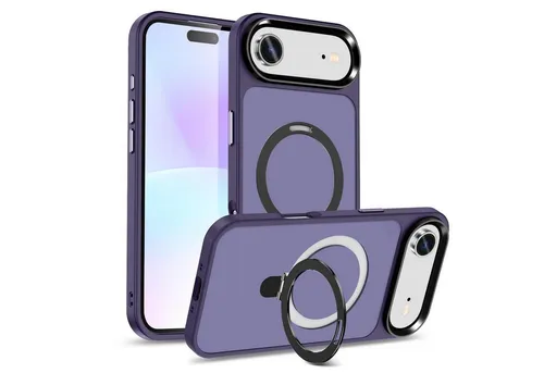 CoolGadget Handyhülle Hybrid Luxury Handy Case für iPhone Air 6,5 Zoll, Hülle Massiv Metallring aufklappbar Schutzhülle für Magsafe Zubehör