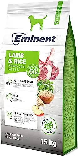 Eminent Lamb & Rice| Glutenfreies Hundefutter | Glutenfreie Vollnahrung für Erwachsene Hunde Aller Rassen 15kg