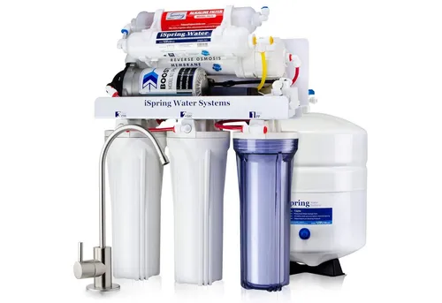 iSpring RCC7P-AK Umkehrosmose-System mit alkalischem Wasserfilter - Effizientes 6-stufiges Umkehrosmose-System für sicheres Trinkwasser. Mit langlebiger Pumpe und alkalischem Remineralisierungsfilter für besseren Geschmack und hohe Leistung.