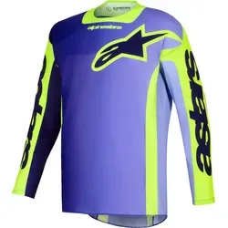 Alpinestars Racer Portl Motocross Jersey, lila-gelb, Größe S - Leichtes und langlebiges Jersey mit ergonomischer Passform. Die neuen Stretch-Mesh-Panels bieten optimale Bewegungsfreiheit und Atmungsaktivität – ideal für den Einsatz beim Motocross.