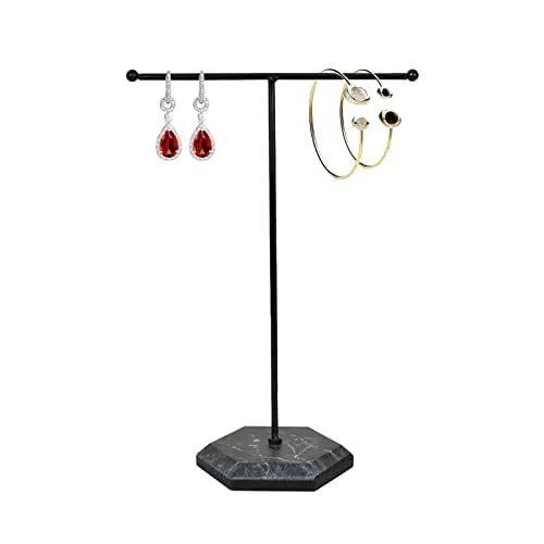 Naapesi Schmuckständer, Metall T-Bar Schmuckhalter Halskettenständer Ohrringhalter Schmuckbaum Kettenhalter, Schmuck Organizer, Schmuck Aufbewahrung für Armbänder, Ohrringe, Ringe, Ketten (Schwarz)