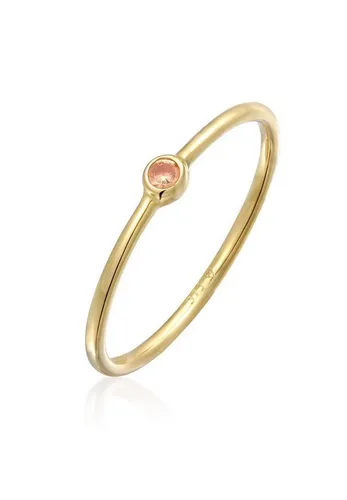 Elli Premium Fingerring Solitär Zirkonia aus 375er Gelbgold in pink von Elli