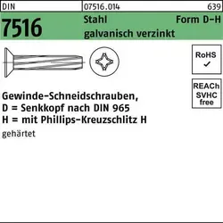 Reyher Gewindeschneidschraube DIN 7516 Senkkopf 8 x 40 mm - Hochwertige Gewindeschneidschraube aus Stahl mit galvanisch verzinkter Oberfläche. Ideal für präzise Befestigungen in Holz und Kunststoff. Verpackt im praktischen 100er Set.