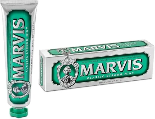 Marvis Classic Strong Mint Zahnpasta 85 ml - Zahnpasta mit unverwechselbarem Minzgeschmack, entfernt Plaque und stärkt den Zahnschmelz für langanhaltenden frischen Atem.