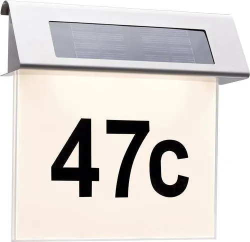 Paulmann 93765 Solar-Hausnummernleuchte 0.2W - Edelstahl-Solar-Hausnummernleuchte mit warmweißem Licht, energieeffizient und ideal zur stilvollen Kennzeichnung Ihres Hauses
