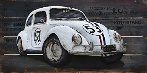 Vintage Line Handgefertigtes Metallbild 3D-Optik Wandbild Verschiedene Größen Kunst Bild (Metallbild Herby (ca. 100x50 cm))