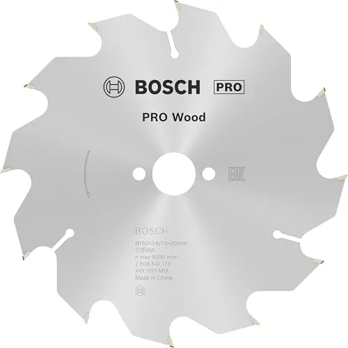 Bosch PRO Wood Kreissägeblatt 160 mm - Kreissägeblätter für Akku-Handkreissägen, langlebig und effizient für präzise Schnitte in Weich- und Hartholz.