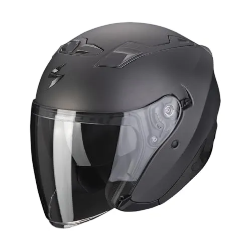 Scorpion EXO-230 Solid Jethelm in schwarz-grau, Größe L - Motorradhelm mit automatischer mikrometrischer Kinnriemenschnalle und optimalem Belüftungssystem für maximalen Luftstrom und Komfort.