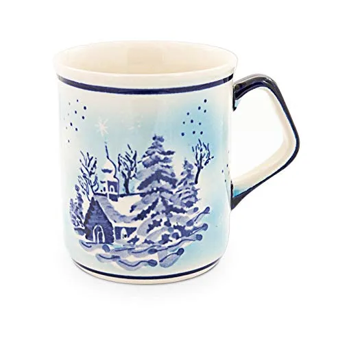 Bunzlauer Keramik Becher mit eckigem Henkel 250ml - Becher aus Bunzlauer Keramik, handgefertigt und spülmaschinengeeignet – ideal für Kaffee, Tee oder heiße Schokolade.