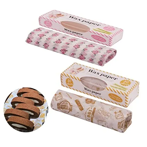 Blatt Lebensmittelverpackungspapie, 2 Modelle, für Lebensmittel, Butterbrotpapier Antihaft, Gelten für Burger, Butterbrot, Käse, Pommes,Basteln von Käse, Nougat Schokolade 100