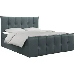 MKS Boxbett, Dunkelgrau, Textil, 2-Sitzer, H3, Rechteckig, 200x200 cm, Schlafzimmer, Betten, Boxspringbetten