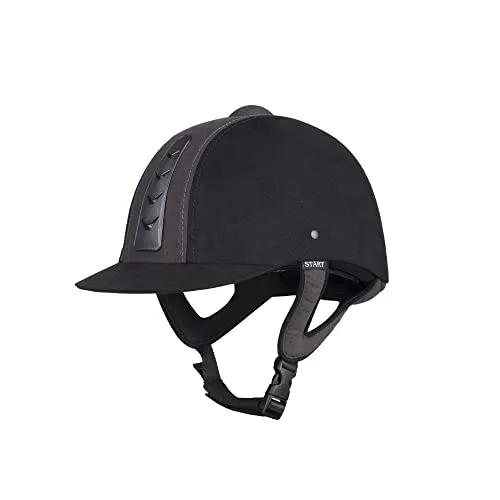 Start Sport+ Reithelm Kinder Mädchen, Reithelme für Kinder, Reitkappe Mädchen, Reiterhelm Damen, Reitkappe mit Be- und Entlüftungssystem, Pferde Helm für Kinder (Schwarz/Grau, M)