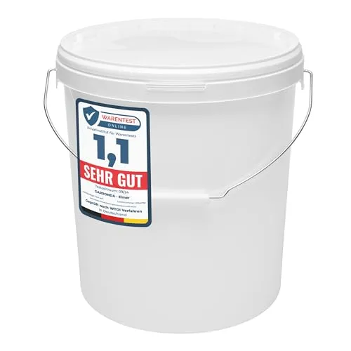 Garronda Eimer mit Deckel 30 Liter mit Metallhenkel für die Lagerung von Lebensmittel- und Chemischen Produkten 1 Stück Weiß GD-0071