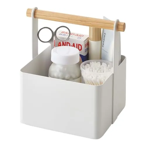 Yamazaki 2313 TOSCA Tool Box S, white, Steel / Wood, 16 x 13 x 16 cm