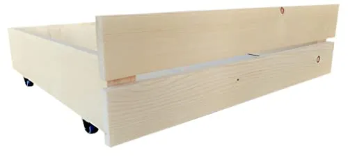 sunnypillow - 2 x Bettschubladen aus Naturholz für Palettenbett M2 - Praktische Bettschubladen aus 100% Nadelholz, umweltfreundlich bearbeitet und frei von Giftstoffen. Mit leisen Gummirädern für einen sanften Einsatz. Einfache Montage in nur 10 Minuten!