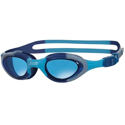 Zoggs Super Seal Schwimmbrille Kinder 6-14 – Kinder Schwimmbrille mit UV-Schutz, Antibeschlag, Junior Brille, Schnell Verstellbares Kopfband, 180° Rundumsicht, Blaues Glas, Blau