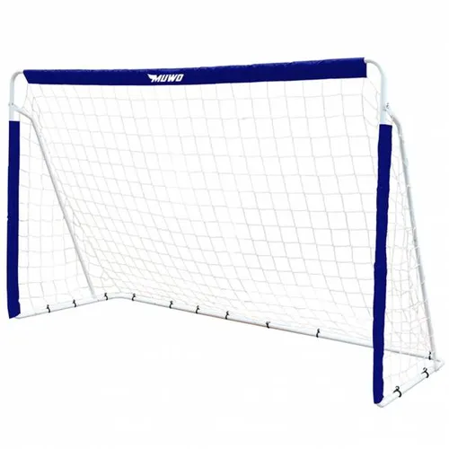 MUWO Fußballtor Stahl 240 x 150 cm blau - Robustes Fußballtor aus Stahl, ideal für den Garten oder Sportplatz – wetterfest und langlebig für unzählige Spiele.