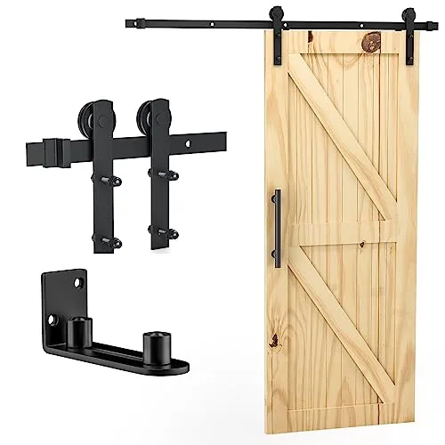 Signstek Schiebetür Komplettset - Robuste Holzschiebetür für 200cm System - Schiebetüren Set für Türgewicht bis 118 kg, einfach zu installieren mit hochwertigem, geräuschlosem Gleitsystem. Ideal für Küche, Schlafzimmer und mehr!