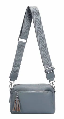 ITALYSHOP24 Schultertasche Damen Umhängetasche Brusttasche Cross Over Body Bag Handy Clutch (Spar-Set Clutch-Tasche mit einem breitem Muster Stoffgurt/Umhängeband, Leder Optik), viele Fächer, Freizeit Damentasche Reise Leder Optik Kosmetiktasche