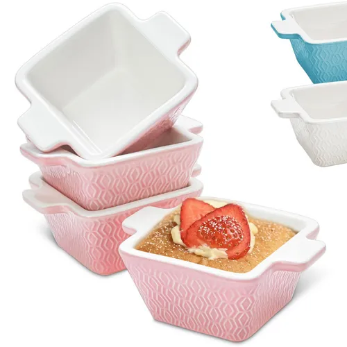 Praknu Auflaufform Klein Mini Auflaufform 1 Person - Stapelbar - Kratz und Schnittfest, Porzellan - Keramik, (4-St), Für Ofen & Airfryer geeignet - Backofenfest - Spülmaschinengeeignet