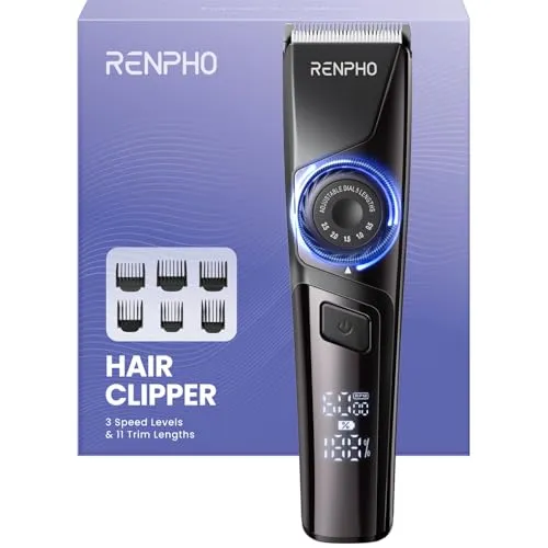 RENPHO Haarschneidemaschine Multifunktional, Trimmer Herren mit 180 Minuten Akkulaufzeit, Haarschneider mit Ultrascharfer Klingen, Wasserdicht Präzisionstrimmer für die Familie, Barbier, Geschenke