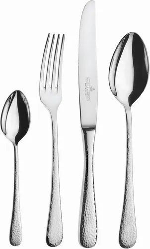 Picard & Wielpütz Solingen Besteck-Set MIA (24-tlg) für 6 Personen - Hochwertiges Besteck-Set aus Chromnickelstahl 18/10 in eleganter Hammerschlag-Optik, spülmaschinenfest und ideal als Geschenk.