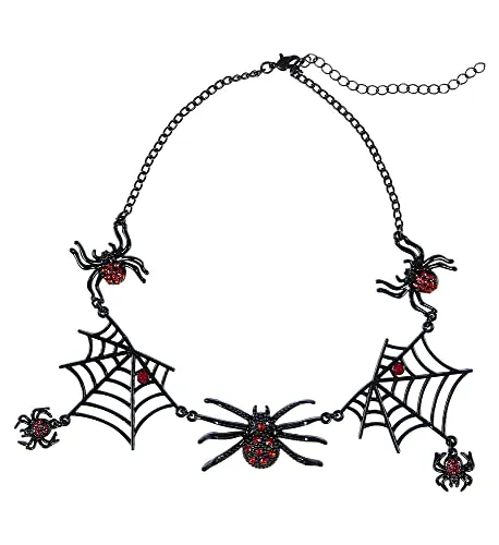 W WIDMANN MILANO Party Fashion 09662 - Halskette Strassspinnen, ideales Accessoire für Halloween und Fasching, größenverstellbar und perfekt zu Hexen- und Vampirkostümen