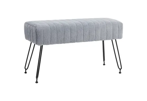 HOMCOM Schuhbank mit Sitzfläche – Elegante Polsterbank mit Kunstfell-Optik - Vielseitige Garderobenbank für Wohnzimmer, Schlafzimmer oder Flur, bietet höchsten Komfort mit weicher Kunstfell-Oberfläche und stabilen Metallbeinen.