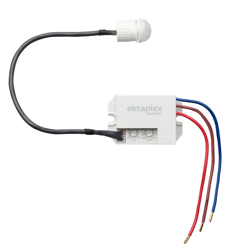 Mini Einbau Bewegungsmelder PIR-Sensor 230V - Bewegungsmelder für Innen- und Außenbereich, wetterfest (IP65/IP20) mit 8m Reichweite und einstellbarem Dämmerungsregler für optimale Lichtsteuerung.