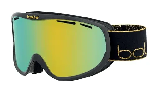 Bollé Sierra Snow Goggles - Black Gold Shiny, Sunshine Cat 3 - Skibrillen für Damen mit SLF Kat. 3 Linsen für 100% UV-Schutz und klaren Sicht. Doppelscheibe mit Anti-Beschlag und Anti-Scratch-Beschichtung für besten Tragekomfort.